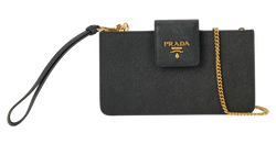 Mini Chain Wallet, Leather, Black, B, 3*